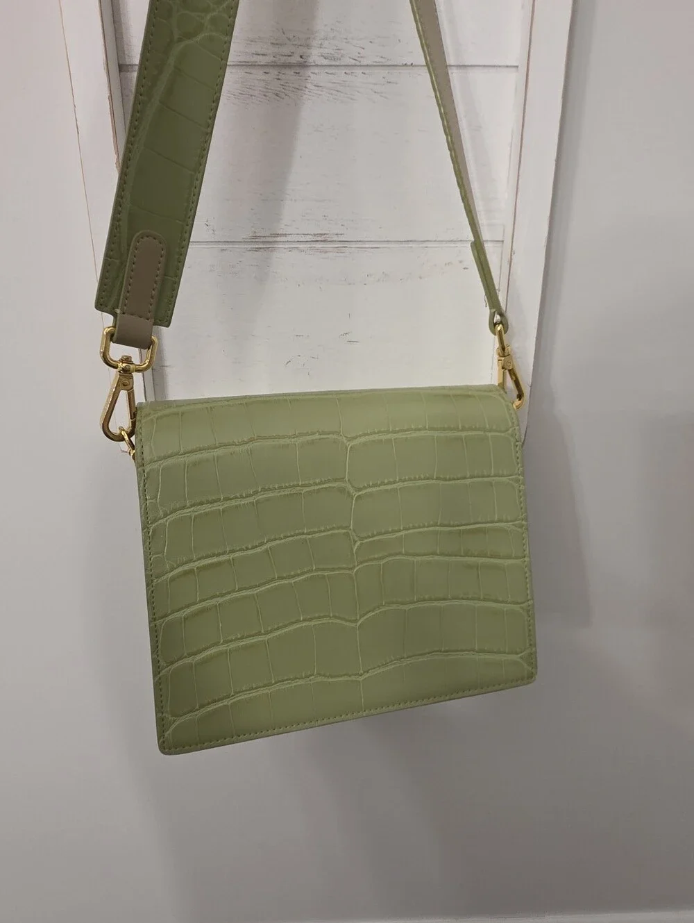 JW Pei Croc Embossed Green Crossbody Bag
